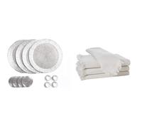 Penguin Home Set of 16 Beaded Placemat coaster Napkin rings and cotton Napkins - SILVER/FRINGES BEIGE