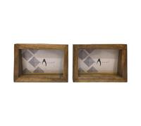 Penguin Home Set of 2 Mangowood Horizontal Photo Frame 4"X6" (10 X 15 CM) - Natural Finish, Rustic Vintage Style, Handcrafted Wooden Picture Frame for Wall or Tabletop, Ideal for Home Décor