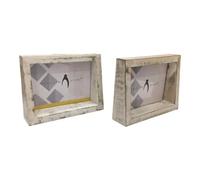 Penguin Home Set of 2 Mangowood Horizontal Photo Frame 5"X7" (12 X 17 CM) - White Distress Finish, Rustic Vintage Style, Handcrafted Wooden Picture Frame for Wall or Tabletop, Ideal for Home Décor
