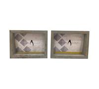 Penguin Home Set of 2 Mangowood Horizontal Photo Frame5 X7 (12 X 17 CM) - Dark Grey Distress Finish, Rustic Vintage Style, Handcrafted Wooden Picture Frame for Wall or Tabletop, Decor, Gifts