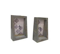 Penguin Home Set of 2 Mangowood Vertical Photo Frame 4"X6" (10 X 15 CM) - Grey Distress Finish, Rustic Vintage Style, Handcrafted Wooden Picture Frame for Wall or Tabletop, Ideal for Home Décor
