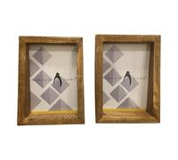 Penguin Home Set of 2 Mangowood Vertical Photo Frame 5"X7" (12 X 17 CM) - Natural Finish, Rustic Vintage Style, Handcrafted Wooden Picture Frame for Wall or Tabletop, Ideal for Home Decor, Gifts