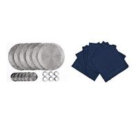 Penguin Home Set of 24 Beaded Placemat coaster Napkin Rings and Cotton Napkins-Antique Silver/Navy