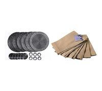 Penguin Home Set of 24 Beaded Placemat coaster Napkin Rings and Cotton Napkins-Black/Beige