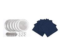 Penguin Home Set of 24 Beaded Placemat coaster Napkin Rings and Cotton Napkins-Silver/Navy