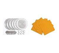Penguin Home Set of 24 Beaded Placemat coaster Napkin Rings and Cotton Napkins-Silver/Ochre