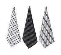 Penguin Home Set of 3 100% Cotton Kitchen Towels, Eco Friendly Sustainable Tea Towels Stylish with Different Pattern, Size - 50x70 cm Colour - Black & White Dish Towels