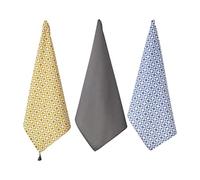 Penguin Home Set of 3 Tea Towels | Recycled cotton |Size-50x70 cm|Colour-Grey & Orange|Dish Towels |