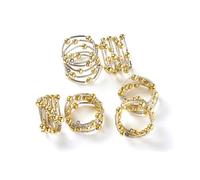 Penguin Home Set of 6 Handcrafted Bangle Style Beaded Napkin Rings/Napkin Buckles/Table Decor for Dinner Wedding Party/Thanksgiving, Christmas/Diameter 4.5 cm Height : 2.8 cm/Yellow