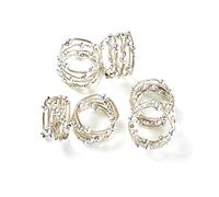 Penguin Home Set of 6 Handcrafted Bangle Style Beaded Napkin Rings/Napkin Buckles/Table Decor for Dinner Wedding Party/Thanksgiving, Christmas/Diameter 4.5 cm Height : 2.8 cm/White