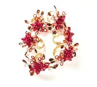 Penguin Home Set of 6 Handcrafted Floral Style Beaded Napkin Rings/Napkin Buckles/Table Decor for Dinner Wedding Party/Thanksgiving, Christmas/Size - 10.5 x10.5 x 6.5 cm/Pink