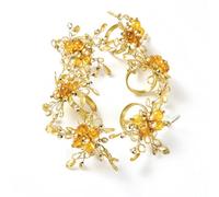 Penguin Home Set of 6 Handcrafted Floral Style Beaded Napkin Rings/Napkin Buckles/Table Decor for Dinner Wedding Party/Thanksgiving, Christmas/Size - 10.5 x 10.5 x 6.5 cm/Yellow