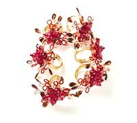 Penguin Home Set of 6 Handcrafted Floral Style Beaded Napkin Rings/Napkin Buckles/Table Decor for Dinner Wedding Party/Thanksgiving, Christmas/Size - 10.5 x10.5 x 6.5 cm/Pink