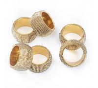 Penguin Home Set of 6 Handcrafted Glass Beaded Napkin Rings/Napkin Buckles/Table Decor for Dinner Wedding Party/Thanksgiving, Christmas/Diameter : 5 cm Height : 3 cm/Gold