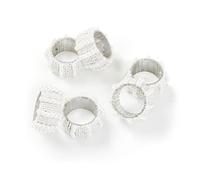 Penguin Home Set of 6 Handcrafted Pearl Style Beaded Napkin Rings/Napkin Buckles/Table Decor for Dinner Wedding Party/Thanksgiving, Christmas/Size - 6 x 6 x 3 cm/White
