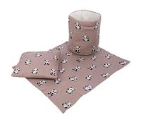Penguin Home Set of Blanket 81x101 CM with Basket 35x41 CM and Cushion 45x45 CM, 100% Cotton, Blanket for Sofa Settees, Fluffy Sofa Throws, Warm, Cozy, Plush and Lightweight Panda Print Blanket set.