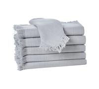 Penguin Home® Set of 6 Cotton Napkin |100% Cotton |Eco Friendly |Sustainable| Cotton Napkin |Reusable Napkins - Daily Use as Dinner Napkins Slub Fabric With Fringes |Size-40 X 40 cm|Colour-Grey|
