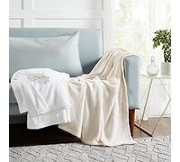 Penguin Home Solid Sherpa Blanket Set of 2, Microfiber Throw for All Season, Throws for Sofa Fluffy Blanket Bed Throw for Bedroom, Throw/Single -120 X 150 cm (Cream & Silver)