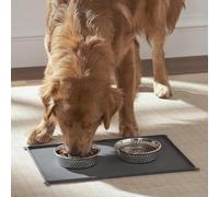 Penguin Home Stainless Steel Pack of 2 Pet Bowl with Non-Slip Silicone Mat Cat Feeder, Easy to Clean, Cats and Puppies Food and Water Feeding / 425 ml Bowls/Grey