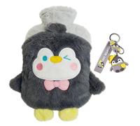 Penguin Hot Water Bottle, Penguin Hand Warmer Hot Water Bags, Capacity Leak-Proof Hand Warmer Water Bag for Pain Relief & Warmth for Women, Men, Kids,Penguin Keychain,2pcs (Grey)