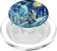 Penguin Howling at the Moon Arctic Night Sky Animal Art PopSockets PopGrip for MagSafe