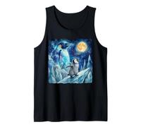 Penguin Howling at The Moon Arctic Night Sky Animal Art Tank Top