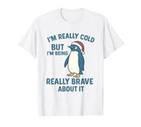 Penguin I’m Really Cold But I’m Being Really Brave About It Value Graphic T-Shirt, Men, White, L