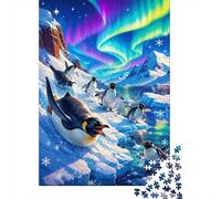 Penguin Ice Aurora 1000pcs Mini Puzzle For Family Birthday Gift | 52x38cm Cardboard Living Room Decor Durable Structure Birthday Gift Stress Relief