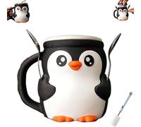 Penguin Ice Cream Pint Holder Cute Ice Cream Cup Holder with Spoon Slot 3D Printed Insulated Sleeve for Frozen Desserts Yogurt Bowls No More Cold Hands