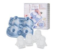 Penguin Ice Cube Tray/Easy Blue Silicone Ice Mould with Lid/Makes 4 Cute Ice Penguins