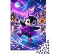 Penguin Ice Skating Winter Jigsaw Puzzle, 1000 Pcs For Adults | 52x38cm Cardboard, Brain Workout, Smooth Surface Finish, Adult Hobbyists, Stress Reduction