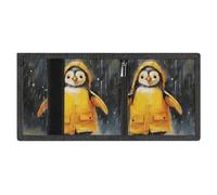 Penguin in A Raincoat Slim Rfid Blocking Trifold Wallet for Men Minimalist Front Zipper Pocket 8 Card Slots 1 Id Window & Key Hook Lightweight Credit Card Holder for Work Traveling