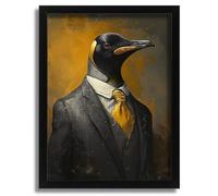 Penguin In A Suit Wall Art Print Animal Framed Picture Penguin Artwork Print A2 Poster on Canvas - Wall Art Home Decor Movie Poster Canvas Film Cinema Retro Vintage Cult Classic Nostargic Saga Modern