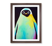 Penguin In Colour No.4 Abstract Framed Print | A2 Walnut Framed Wall Art | Ready to Hang | Abstract Fantasy Picture | Living Room Bedroom Lounge Office