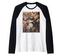 Penguin in Neo Classical Floral Display for Penguin Lover Raglan Baseball Tee