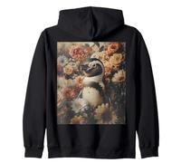 Penguin in Neo Classical Floral Display For Penguin Lover Zip Hoodie