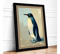 Penguin in Profile Minimalist Framed Wall Art Print A2 (59.4×42cm) Black, Wall Decor for Living Room, Bedroom, Office & Home, Ready to Hang, Art Gift