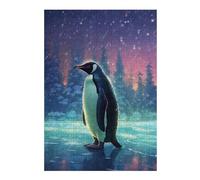 Penguin in Snowy Forest Themed Wooden Jigsaw Puzzle for Adults, 300 PCS