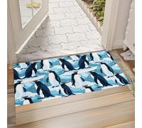 Penguin Indoor Door Mat, Non-Woven Fabric Door Mat, Anti-Slip Backing Welcome Mat for Front Door, Indoor Entrance, Kitchen, Bedroom, Living Room - Durable Floor Mat for Home Decor & All Seasons