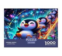 Penguin Jigsaw Puzzle 1000 Piece for Adults - Cute Penguins in Space Impossible Hard Difficult Challenging Game 52x38cm/1000pcs