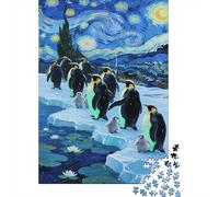 Penguin Jigsaw Puzzles Puzzles for Adults Kids. 1000 Pieces Night Sky Ice Floe Impossible Challenge Toy Educational Games Home Decoration for Adults& Kids Age 14 Years Up 1000pcs (75x50cm)