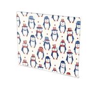 Penguin July 4th Day Print Acrylic Cutting Board with Counter Lip Non-Slip Cutting Plate for Kitchen Countertop