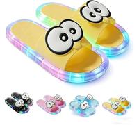 Penguin LED Slides Light Up Slippers,Motion Sensor LED Slides With Cute Cartoon Eyes,Non-Slip Sole,Sensor Sandals Women Glow In The Dark Slipper Adult Shoes,Open Toe Breathable (Yellow, 38/39EU)