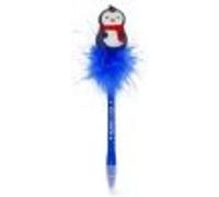 Legami - Luminous Penguin Ballpoint Pen, Blue Ink, 0.7 mm Tip for Children and Adults, Penguin Theme, 3.5 x 20 cm