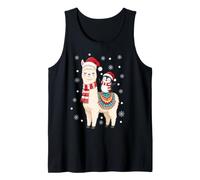 Penguin Llama Lover Xmas Santa Penguin On Llama Christmas Tank Top