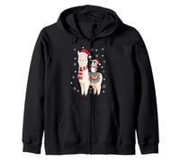 Penguin Llama Lover Xmas Santa Penguin On Llama Christmas Zip Hoodie