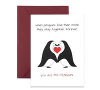 Penguin Love Greeting Card with Envelope, Romantic Anniversary Card for Him Her, Cute Valentines Day Card for Husband Wife, Sweet Birthday Card for Boyfriend Girlfriend Engagement Wedding