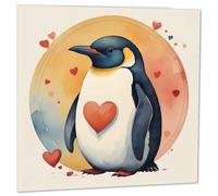 Penguin Love Heart Anniversary Card Cute Valentines Cards 145mm x 145mm