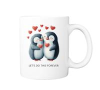 Penguin Love Mug, 11oz Ceramic White Cups, Gift for Him, Her, Girlfriend, Boyfriend, Valentine's Day, Birthday Present, Anniversary, Christmas