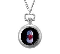 Penguin Lover Bird Vintage Pocket Watch Alloy Pendant Watches Necklace Gift for Men Women Silver-Style